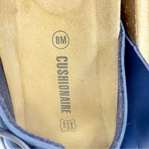 Cushionaire LANE Blue Nappa Leather Suede Pad Double Strap Slide Sandal - Picture 16 of 16